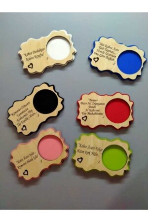 6 Pieces Wooden Laser Cut Cup Coasters Coffee Bottom - Elif Lazer Kesim Ve Hediyelik