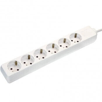 6-socket white extension cord 1.4m., H05VV-F 3G1.5 AS-SCHWABE - AS-Schwabe