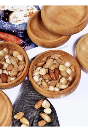 6 Stück natürliche Holz-Snackschale aus Bambusbaum TREND12 - Işıltı My Home