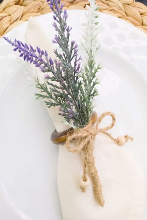 6 Stück Vintage Holzring Lavendel Serviettenring 2766 - Emtory Home