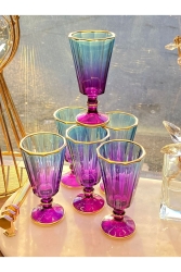 6-teilige Flöte, bunt, vergoldet, für Kaffee, Wasser, Glas, Becher, Becher, Glas, yz-mrainbow - YzHome