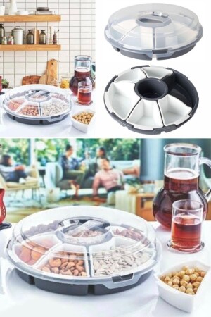 6-teiliger Aufbewahrungsteller für Snacks und Frühstück mit Deckel, Picknick-Grill aus Kunststoff, nützliches transparentes Lilien-Set ap3a - Utelips