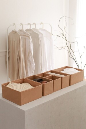 6-teiliger beige Kinderzimmerschrank Wäscheschublade Organizer Aufbewahrungsbox Organizer KK6-BEIGE - Rek Home
