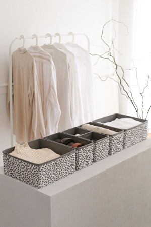 6-teiliger grauer Kinderzimmerschrank Wäscheschublade Organizer Aufbewahrungsbox Organizer KK6-TELGRI - Rek Home