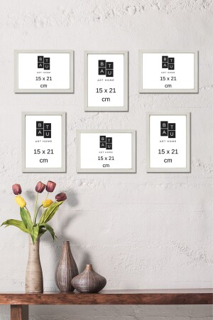 6-teiliges Bild-/Fotorahmen-Set, weiße Farbe, Echtglas, horizontal/vertikal, zum Aufhängen an der Wand, 15 x 21 cm, BAH6LI15 x 21 cm - Batu Art Home
