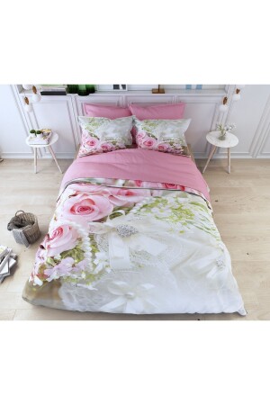 6-teiliges Doppelbett-Bettbezug-Set „Rose mit Perlen“ 2023589641232772 - ALACA HOME COLLECTİON