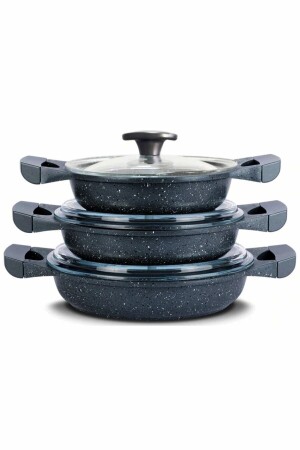 6-teiliges Granit-Gusspfannen-Set. 3-teiliges Granit-Gusspfannen-Set - Thermoad