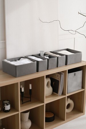 6-teiliges graues Schubladenschrank-Wäsche-Organizer-Kinderzimmer-Klapp-Aufbewahrungsbox-Organizer-Set KK6-GRI - Rek Home