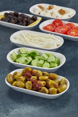 6-teiliges Keramik-Frühstückspräsentations-Snackschalen-Set der Serie Kütahya Venus - Blue