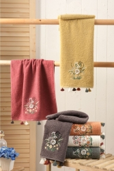 6-teiliges Mitgift-Set mit 3D-bestickten Quasten, 50 x 90, Handtuch-Set, 3D*BUNTE**50X90*2 - AYHANHOME