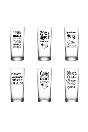 6-teiliges Raki-Glas mit aufgedrucktem Raki-Wort - Kupa Diyarı