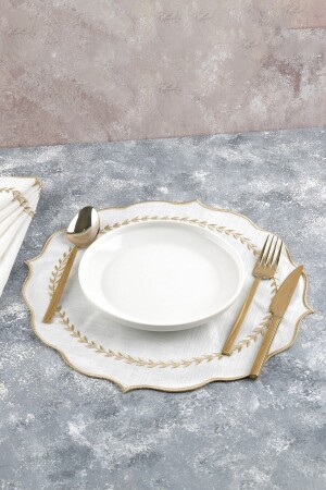 6-teiliges Set bestickter Leinen-Platzsets - Leinen-Platzsets - Pink&More