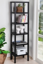 6 Tiers Plastic Shelving Unit Kitchen Shelf Bathroom Shelf Balcony Shelf Bathroom Organizer Bookcase Black FRPOMG6D - Frapan Home