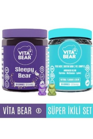(مـنـز-فيـتـابير) (الدب النـام 60 قطعة + شعر قوي 60 قطعة - Vita Bear
