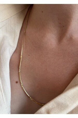 60 CM THIN ITALIAN&STAR PLATE GOLD COLOR STEEL NECKLACE - Kiligistanbul