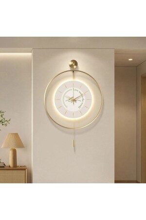 MNZ-60 سم Timelles LOVE GOLD LED سلسلة ساعة الجدار، أزياء معدنية مزينة زجاجية زجاجية جدارية مودرن Love60 - MetaQuartz Aksesuar