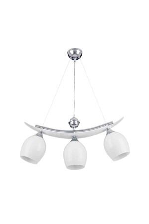 6060-3 Üçlü Klasik Beyaz Kasalı Avize 6060-3WHT - Sedef Avize