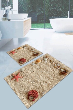 60x90 - 60x60 Digital Bathroom Rug Toilet Set 2 Piece Mat Set Bs041 BS041 - RugViva