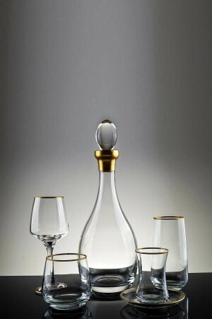 61 Pieces Gold Gilded Water Set Dowry Set for 12 people glass-2 - Genel Markalar