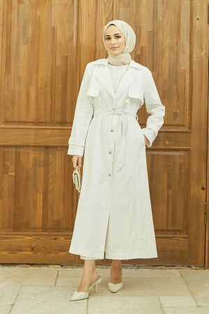 6458-Aller Jeans-Trenchcoat Weiß - Neways