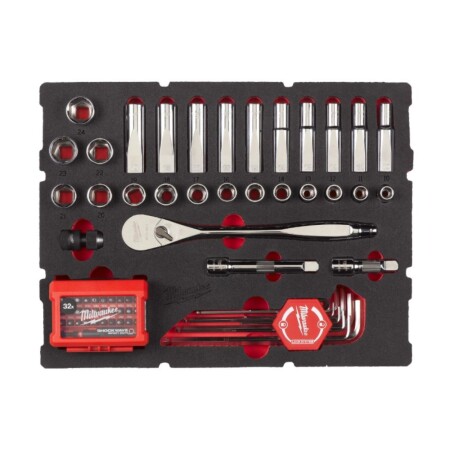 65-piece ratchet and socket set for MILWAUKEE Packout drawer 1/2