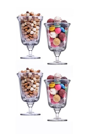68126 Crystal Glass Facade Ice Cream Holder, Cup 4-Piece PKT-10068126 - Paşabahçe