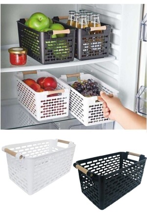6'lı Ahşap Renk Plastik Organizer Sepet Dolap Banyo Mutfak Düzenleyici BUZDOLABISEPET1 - Tinsmith