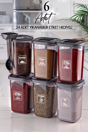 6'lı Azure Etiketli Ve Kendinden Kaşıklı Baharatlık Seti 400 ml - Baharatlık Takımı MCH10512 - NESS HOME