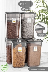6'lı Daisy Jumbo Boy Etiketli Dikdörtgen Saklama Kabı Seti Mikrodalga Ve Difriz Uyumlu 6x3200 ml MCH-822 - Meleni Home
