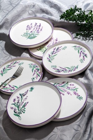 6'lı Özel Tasarım Handmade 19cm Stackable Lavanta Pasta Tabak Seti - Tatlı Tabağı Seti - Kitchen Life