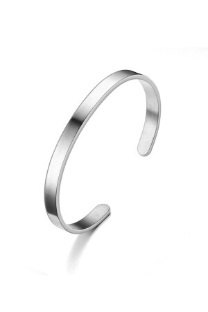 6mm. Gray Handcuff Design Steel Men's Bracelet et36by-6 - Chavin