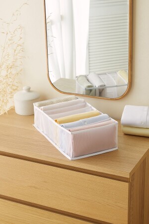 7 Compartment Mesh Cabinet Drawer Accordion Type Folding Laundry Organizer - Ocean Home Textile