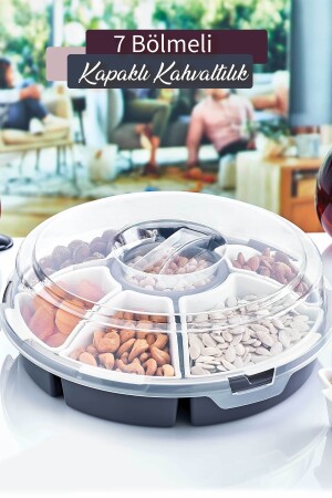 7 Compartment Multi-Purpose Plastic Breakfast and Snack Set Gray Color GM00207 - GRİMOR Life