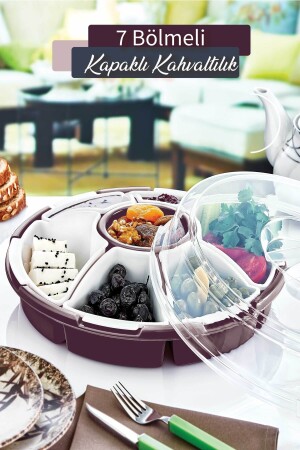 7 Compartment Multi-Purpose Plastic Breakfast and Snack Set Plum Color GM00207 - GRİMOR Life