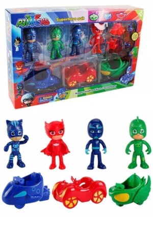 7 Parça Figür Karakter Arabalı Oyuncak Araç Seti KARAKTER33 - Pj Masks