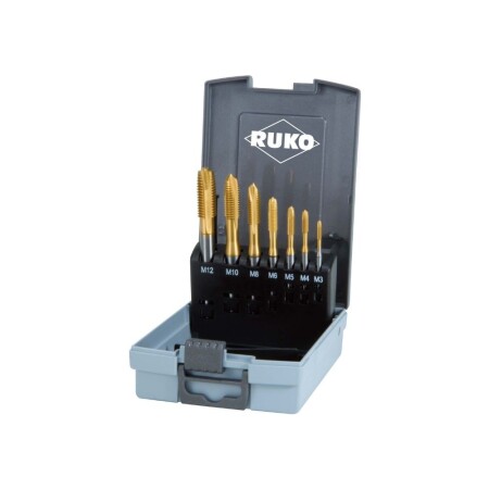 7-piece machine tap set RUKO HSS-TiN M3-M12 - Ruko