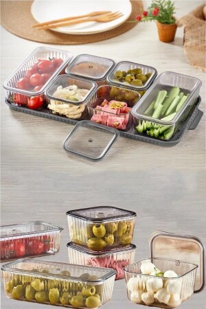 7 Piece Maxi Mix Acrylic Breakfast Presentation Set with Covered Tray F-603 ZÜCC83125 - Kapris