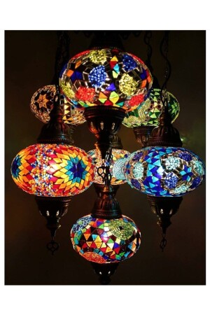 7-Piece Mosaic Pendant Lamp Chandelier Authentic Bohemian DEZ7LİAVİZE - DezHome