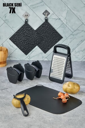 7 Piece Practical Kitchen Set Black - Black Kitchen Tools Dowry Set Practical Kitchen Tools VG-677 - vipgross