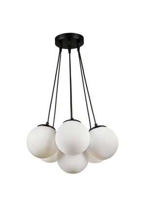 7-Piece Sports Chandelier Black Closed Globe White Glass 7-Piece Sports Chandelier - Osc Home