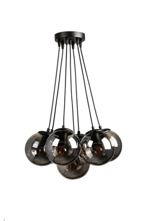 7-Piece Sports Chandelier Black (Closed Glop Smoked Glass) 7-Piece Sports Chandelier - OSC HOME