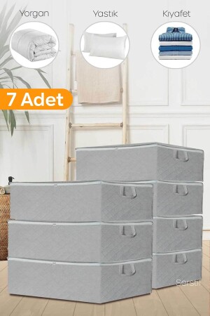 7 Pieces - Anthracite Base Base and Sofa Bed Type Storage Bag 64 X 45 X 22 Cm SERS995057 - Serstil