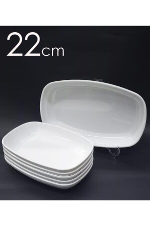7 Pieces White Melamine Boat Plate 22x14cm Salad Kebab Plate Home Restaurant Type Sturdy Square Oval Plate abn1112220105 - abnturk