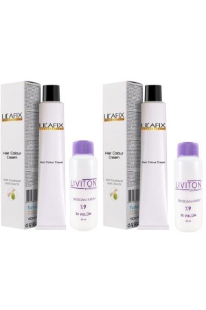 7-65 Lal Kızılı Saç Boyası 60 Ml. ( 2 Adet ) Liviton 30 Volüm Oksidan 60 Ml. ( 2 Adet ) - Lilafix