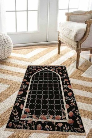 70 x 120 cm Süet Taban Seccade - Floral - Pilloveland