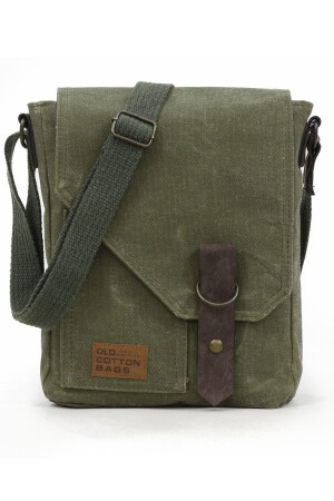 7059 S Pretty Khaki Green Waterproof Fabric Shoulder Messenger Mini Laptop Bag - Old Cotton Cargo