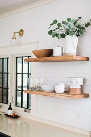 70cm 2 Piece Solid Wall Shelf Library Bookshelf Bathroom and Kitchen Organizer. 70cm 2 wooden shelf - LİNDE HOME