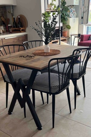 70x110 Cm Atlantic Pine W Metal Leg Kitchen Table Set Dining Table Set Balcony Table Set - Mufian Concept