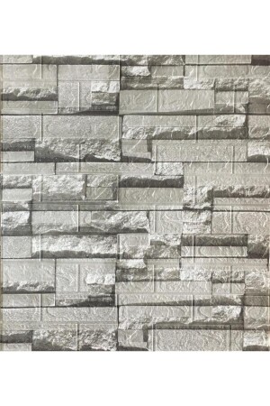 70x38cm (0-26 M2) Self Adhesive 3D Masonry Brick Gray Wallpaper Panel Nw115 - Renkli Duvarlar