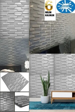 70x38cm (0-26M2) Pyramid Model Office Living Room Gray Opaque 3d Self Adhesive Wallpaper Panel - Renkli Duvarlar